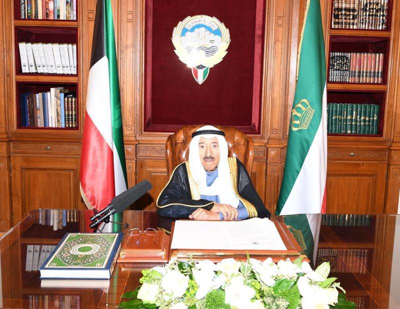 سمو أمير البلاد خلال إلقائه الخطاب اليوم