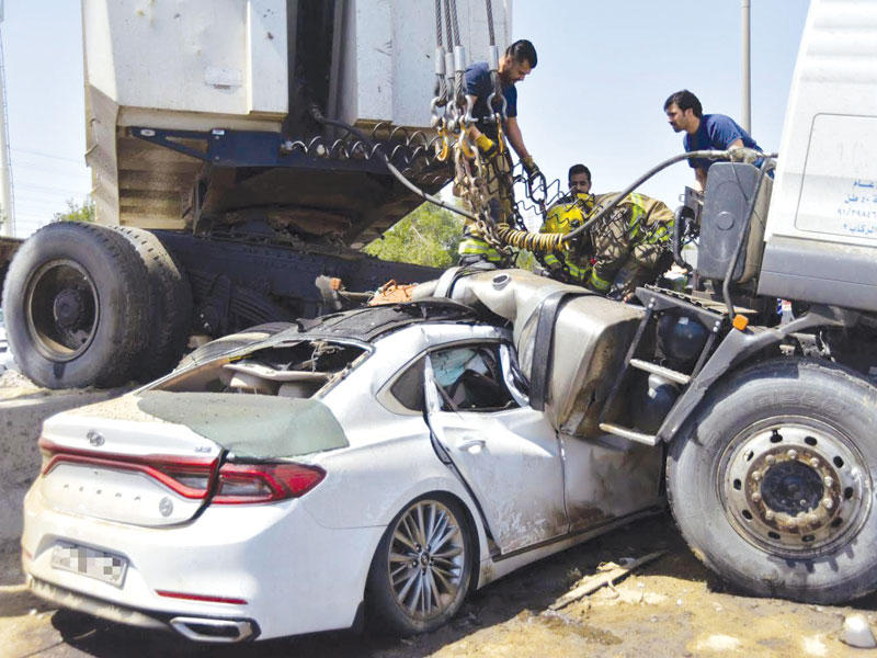 سيارة الضحية بعد الحادث