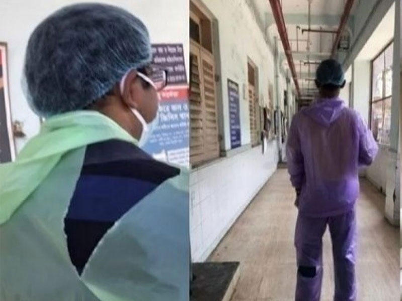 بعض الأطباء يستخدمون معاطف المطر أثناء مكافحة فيروس كورونا في الهند