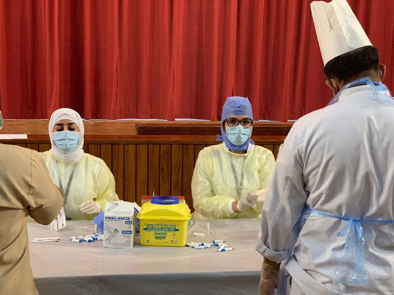 اجراءات فحص (كورونا) بالتعاون مع مع ادارة الصحة العامة