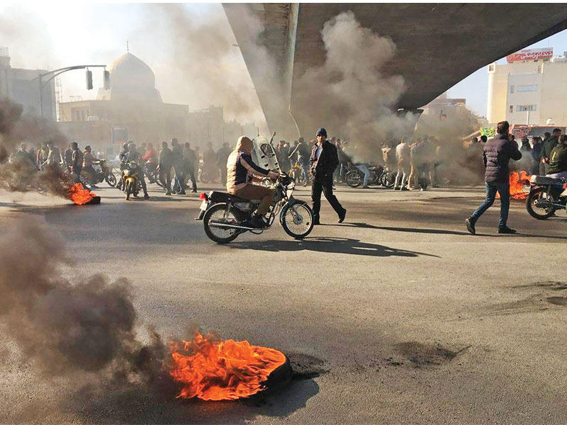 مشهد من المظاهرات الأخيرة ضد النظام في إيران  