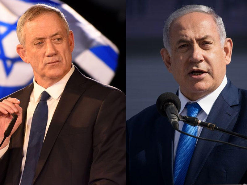 رئيس حكومة تصريف الأعمال زعيم حزب «ليكود» بنيامين نتنياهو  - رئيس تحالف «أزرق أبيض» بيني غانتس  