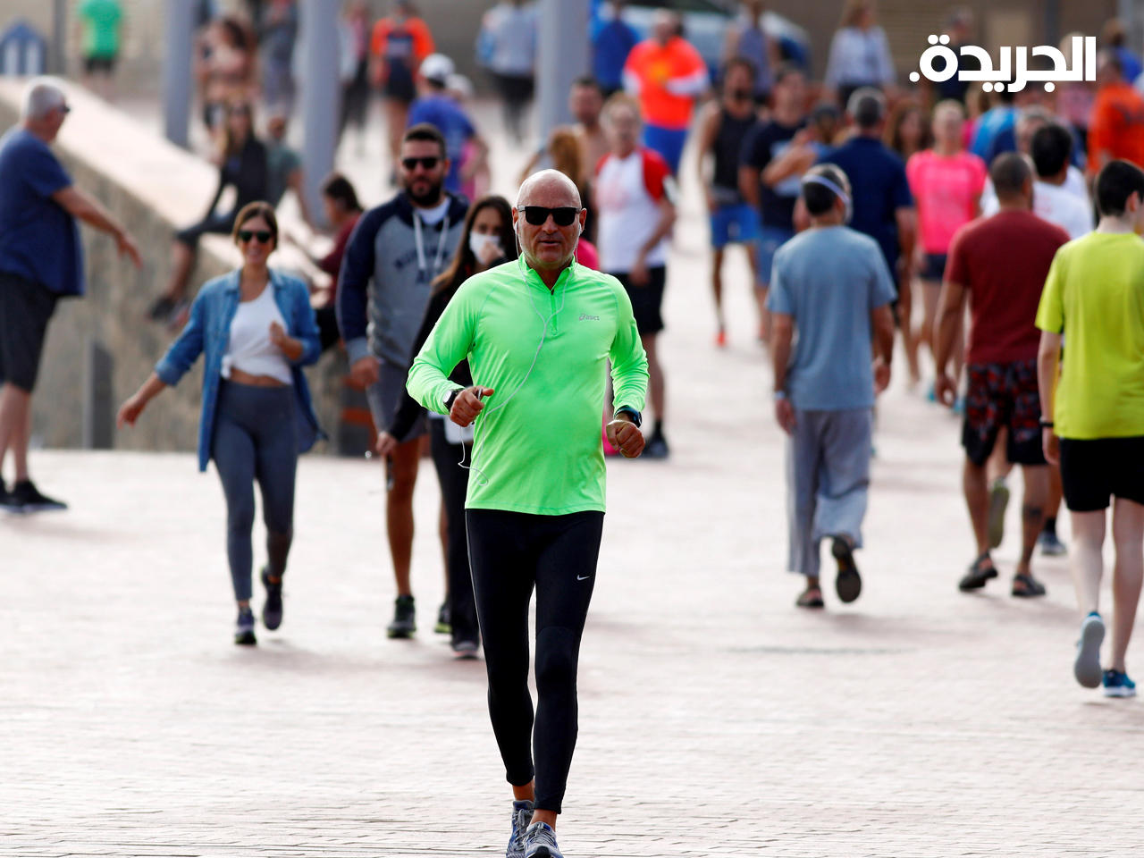 اسبان يمارسون الرياضة في الهواء الطلق