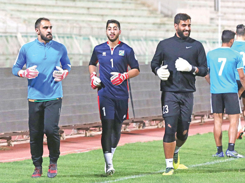 جراغ و عمار البلوشي وعبدالغفور في تدريب سابق