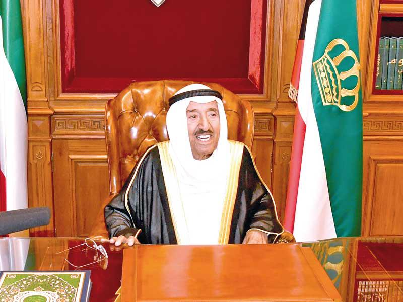 صاحب السمو أمير البلاد الشيخ صباح الأحمد خلال توجيه كلمته أمس الأول 