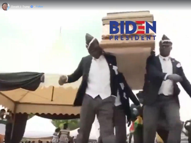 لقطة من مقطع الفيديو الذي قام بنشره الرئيس الأميركي دونالد ترامب على صفحته الرسمية بـ«فيسبوك»، أمس الأول