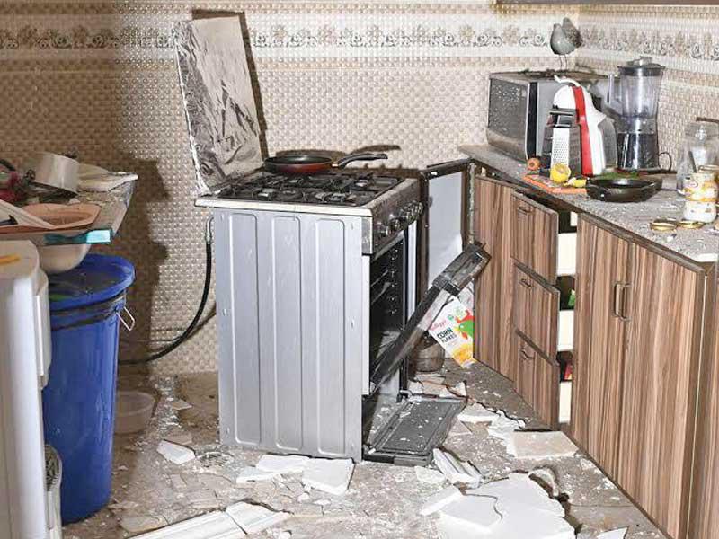 جانب من آثار انفجار قارورة الغاز