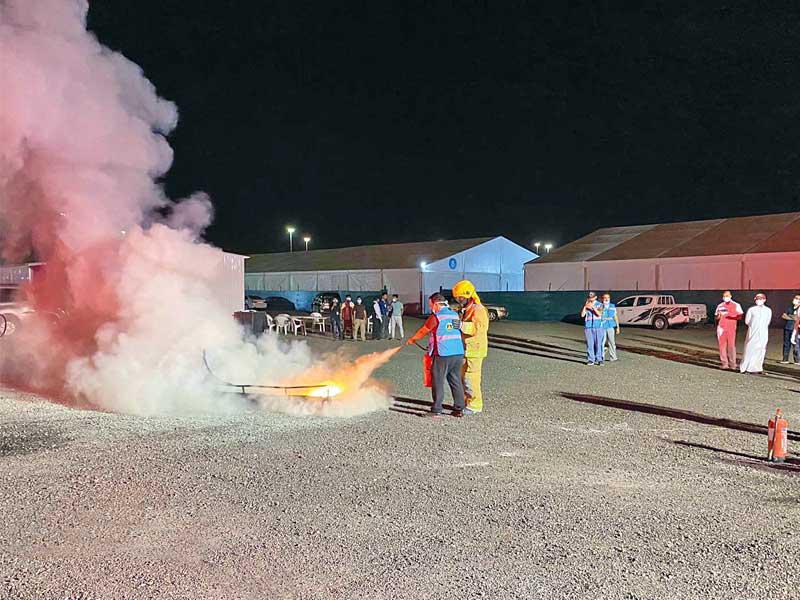 الادارة العامة للاطفاء تجري تدريب للطاقم الطبي في محجر وزارة الأشغال العامة