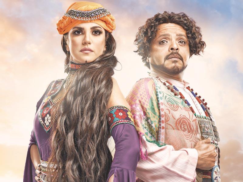 الفنان محمد هنيدي والفنانة درة في بوستر فيلم عنتر ابن ابن ابن شداد