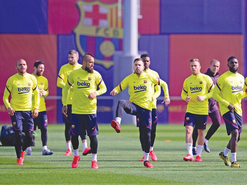 من تدريبات فريق برشلونة