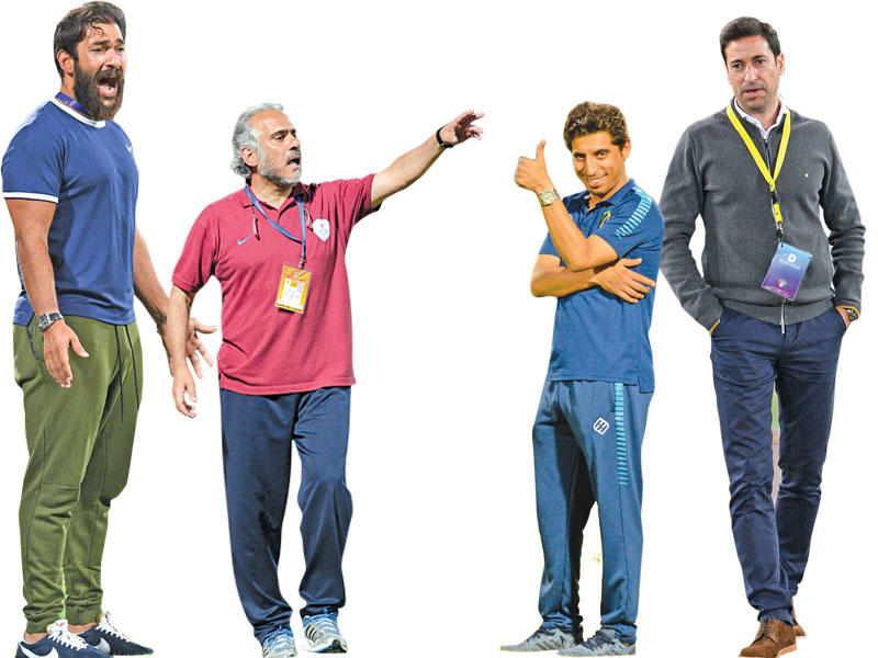 المدرب بابلو فرانكو - المدرب سلمان عواد -المدرب خالد الزنكي - مدرب الجهراء د. محمد المشعان 