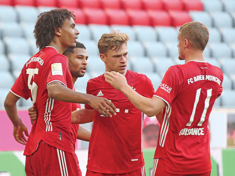 لاعبو بايرن ميونيخ خلال المباراة السابقة