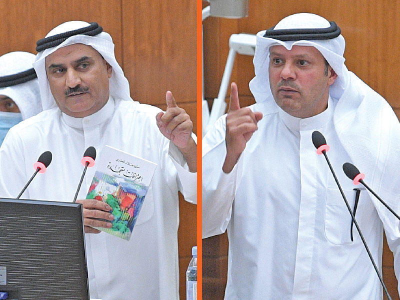 النائب فيصل الكندري مستجوباً وزير التربية وزير التعليم العالي د. سعود الحربي في جلسة أمس   n