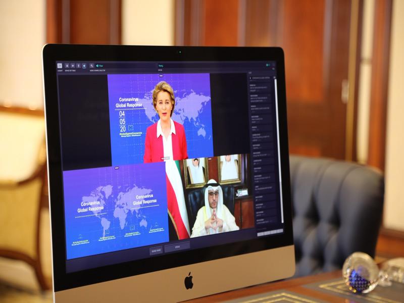 وزير الخارجية الشيخ د. أحمد الناصر خلال الاجتماع الدولي