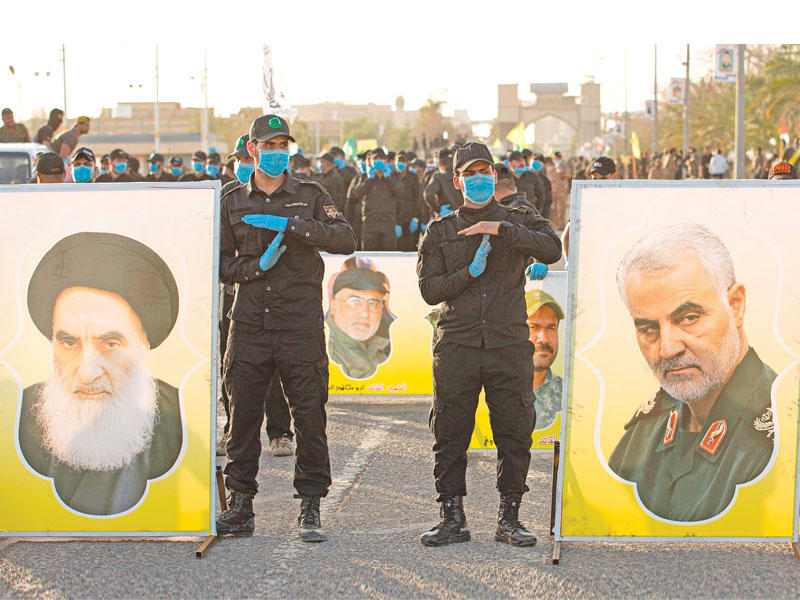 جانب من الاحتفال بذكرى تأسيس «الحشد» في البصرة منتصف الشهر الماضي (أ ف ب)  