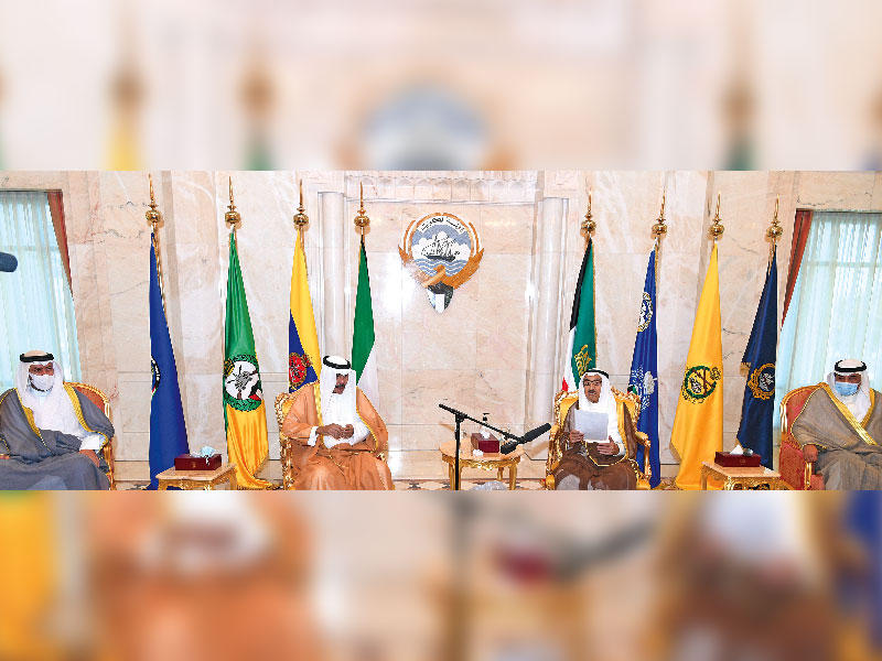 صاحب السمو يلقي كلمته خلال استقبال مجلس أمناء «نزاهة» بحضور ولي العهد ورئيس الوزراء ووزير العدل