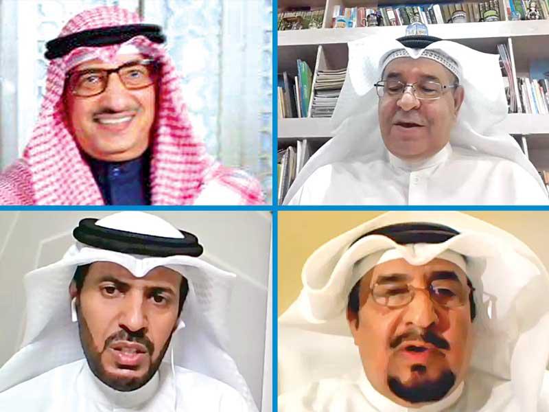 د. نايف السهيل مديراً للجلسة الثانية-مدير الجلسة د. راشد الصانع-د.  موسى الغضبان-د. محمد منيف العجمي منسق الملتقى