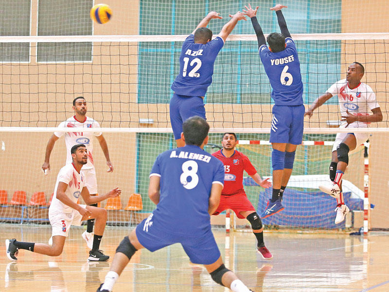 فريق طائرة نادي الجهراء مع نادي الكويت في لقاء سابق