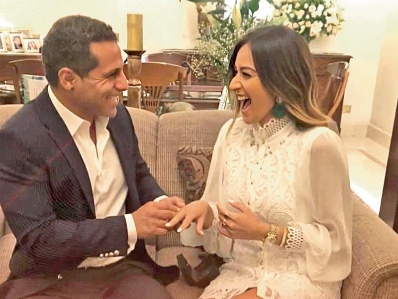 الفنانة أمينة خليل مع خطيبها رجل الأعمال المهندس عمر طه