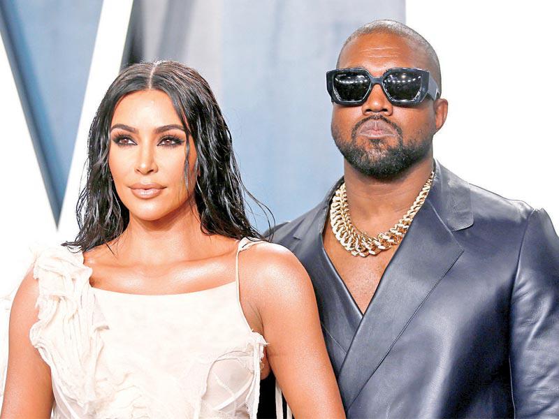 كيم كارداشيان مع زوجها مغني الراب الأميركي كاني ويست