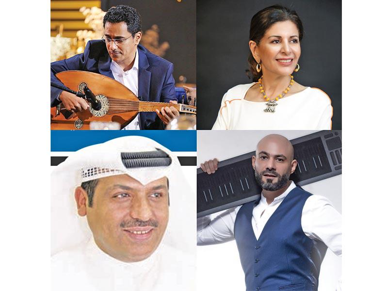 صورة مركبة لرئيسة مجلس إدارة لوياك فارعة السقاف والملحن عبد الله القعود والموزع الموسيقي ربيع الصيداوي والشاعر وضاح 