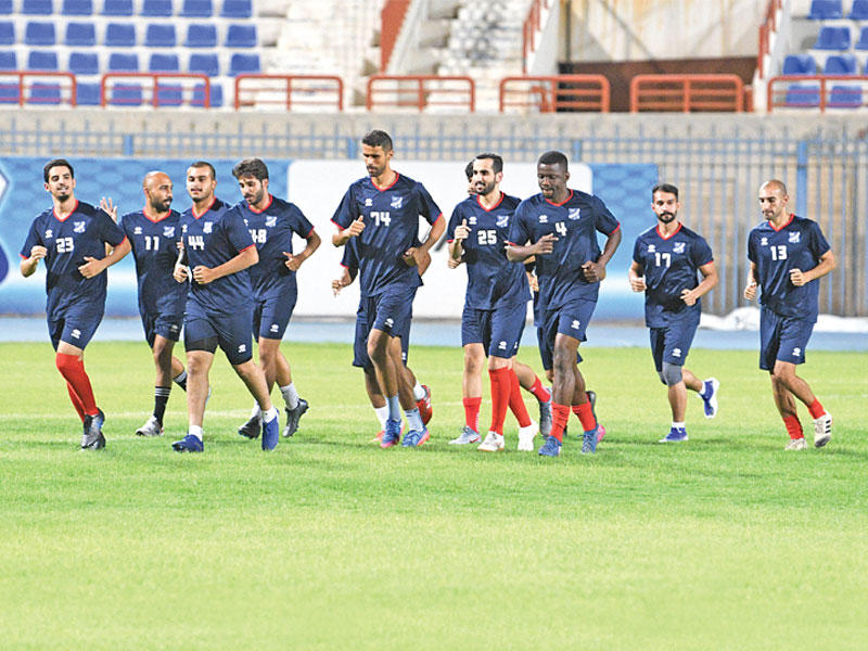 لاعبو نادي التضامن في تدريب سابق