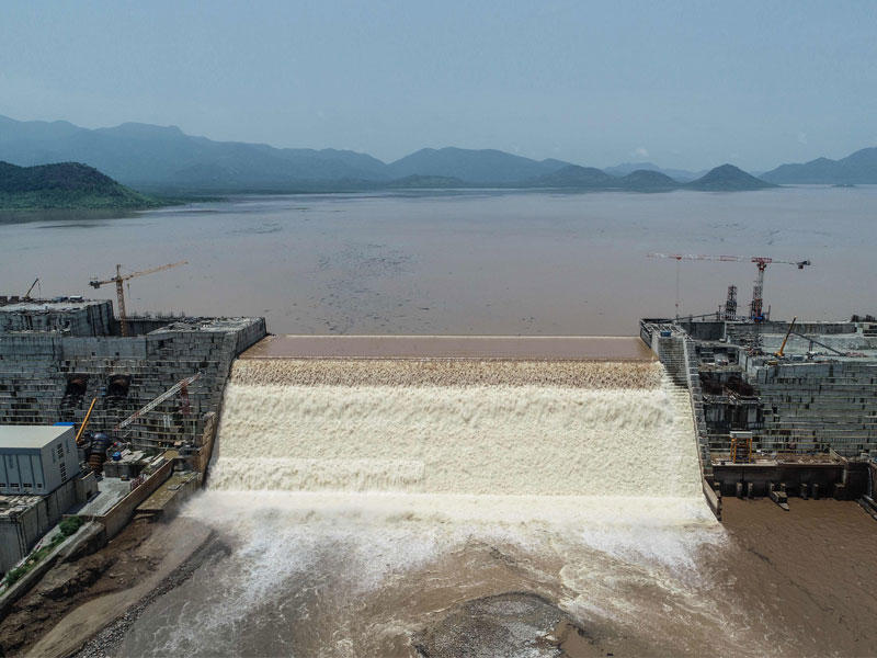 عرض جوي لسد النهضة الإثيوبي على النيل الأزرق  (أ ف ب)