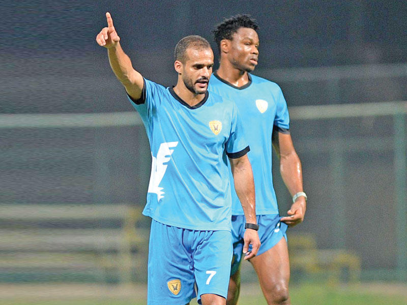 بدر المطوع خلال التدريب أمس الأول