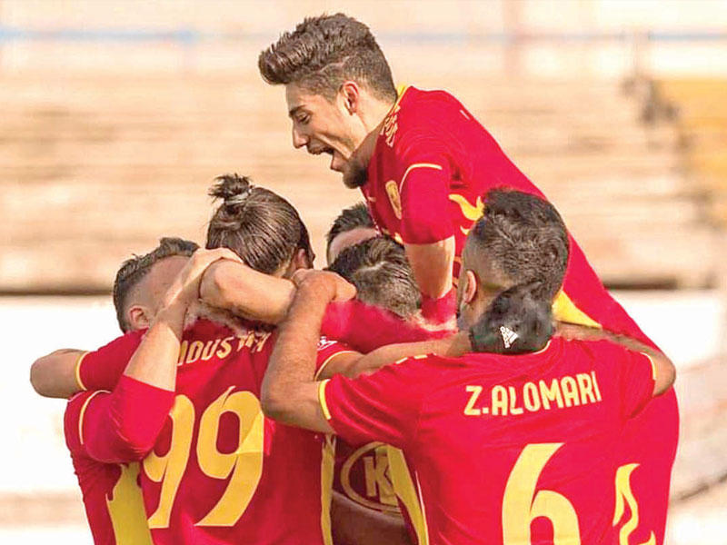 فرحة لاعبي تشرين في لقاء سابق