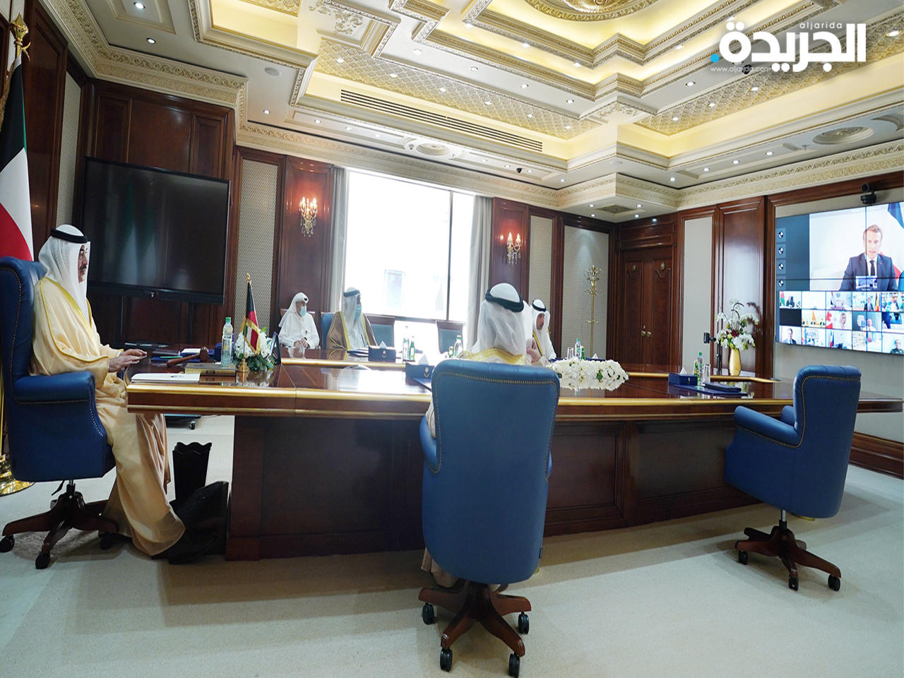 جانب من المؤتمر عبر تقنية الاتصال المرئي