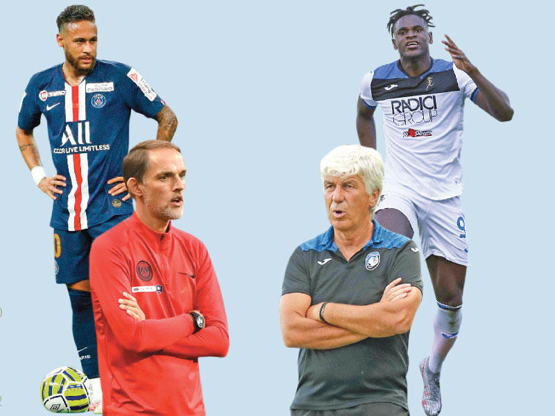 زاباتا نجم أتالانتا - غاسبيريني مدرب أتالانتا - توخيل مدرب سان جرمان - نيمار نجم باريس سان جرمان