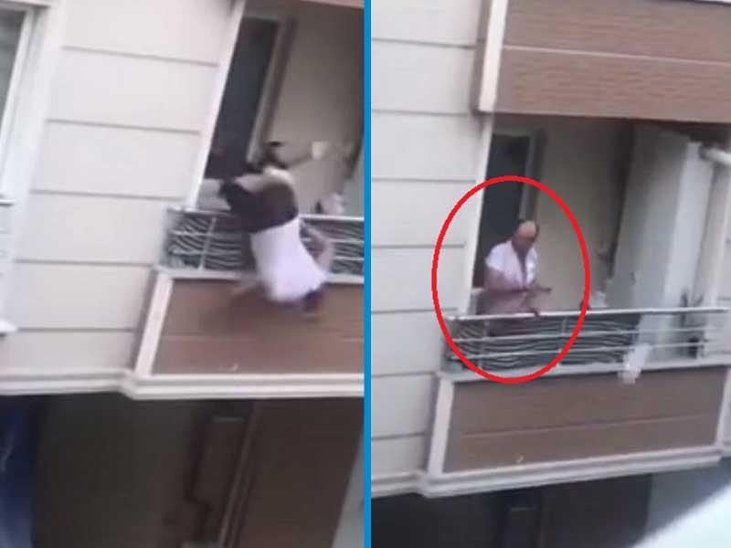 لحظة سقوط  Turgay E من شرفة منزله
