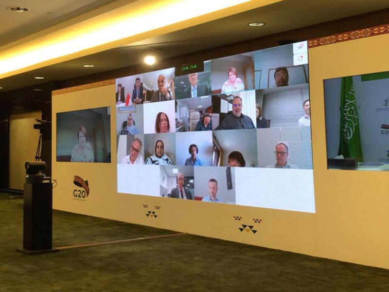 جانب من الاجتماع عبر الاتصال المرئي