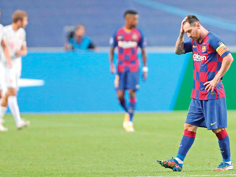 ميسي نجم برشلونة خلال مواجهة بايرن ميونيخ  الماضية