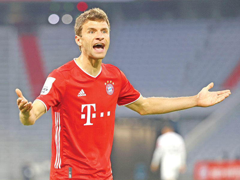 توماس مولر لاعب فريق بايرن ميونيخ الألماني 