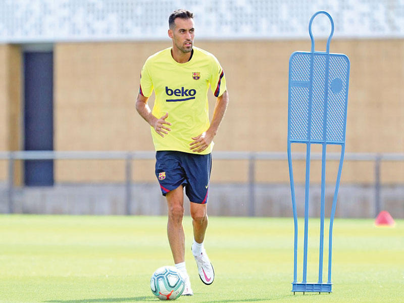 بوسكيتس خلال التدريبات