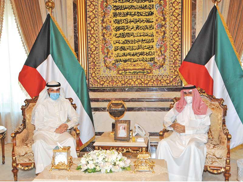 نائب الأمير مستقبلاً رئيس مجلس الامة مرزوق الغانم أمس