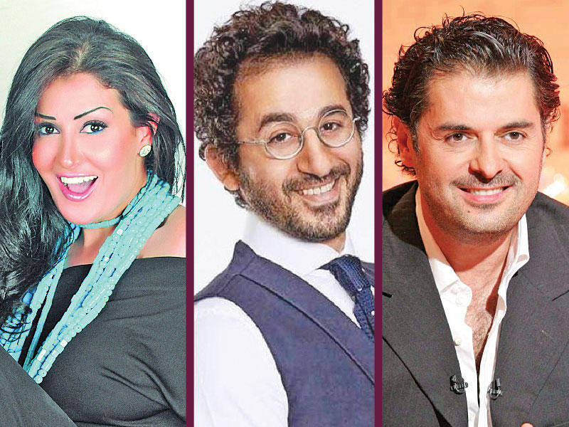 المطرب راغب علامة والفنان أحمد حلمي والفنانة غادة عبد الرازق