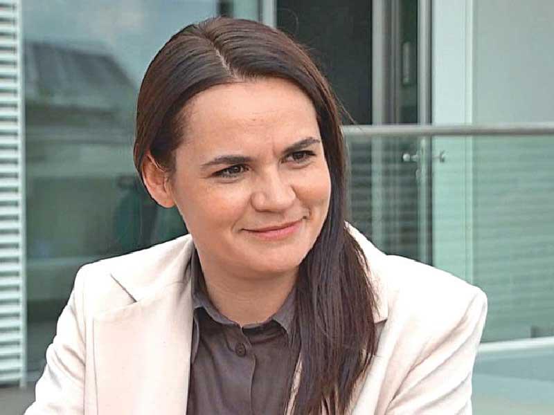 زعيمة المعارضة في بيلاروسيا سفيتلانا تيخانوفسكايا 