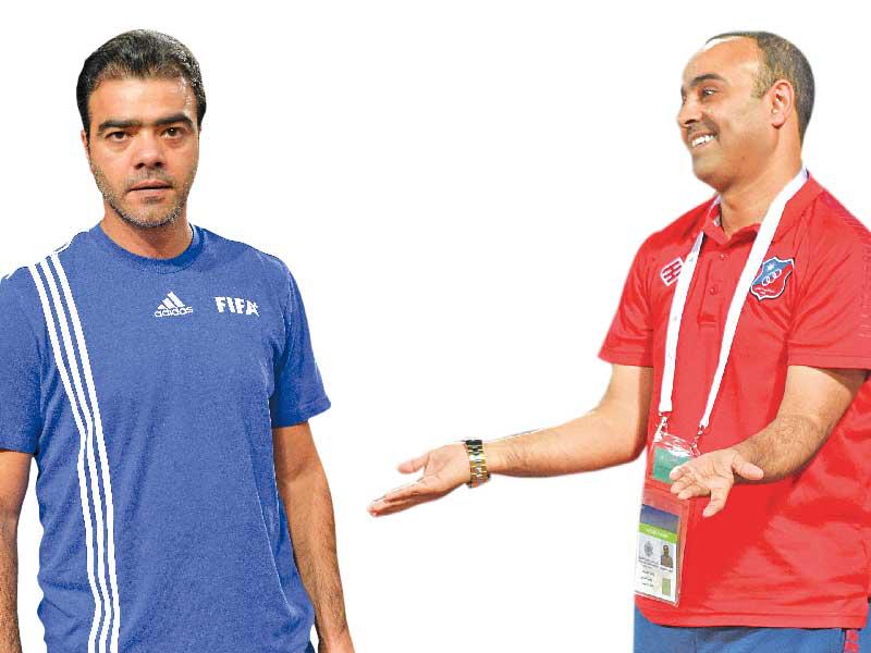 نائب رئيس جهاز الكرة في الكويت عادل عقلة - مدير الفريق في العربي أحمد النجار 