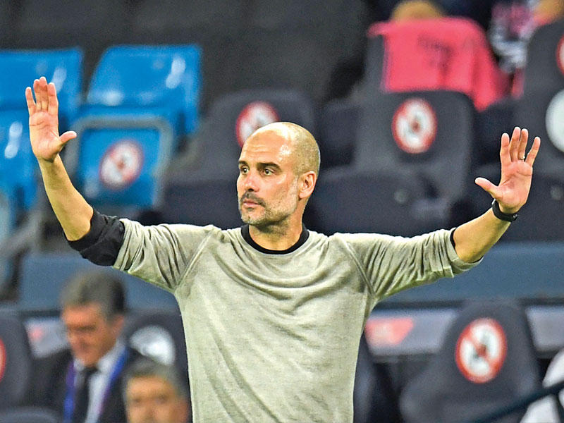 جوسيب غوارديولا المدير الفني لفريق مانشستر سيتي الإنكليزي 