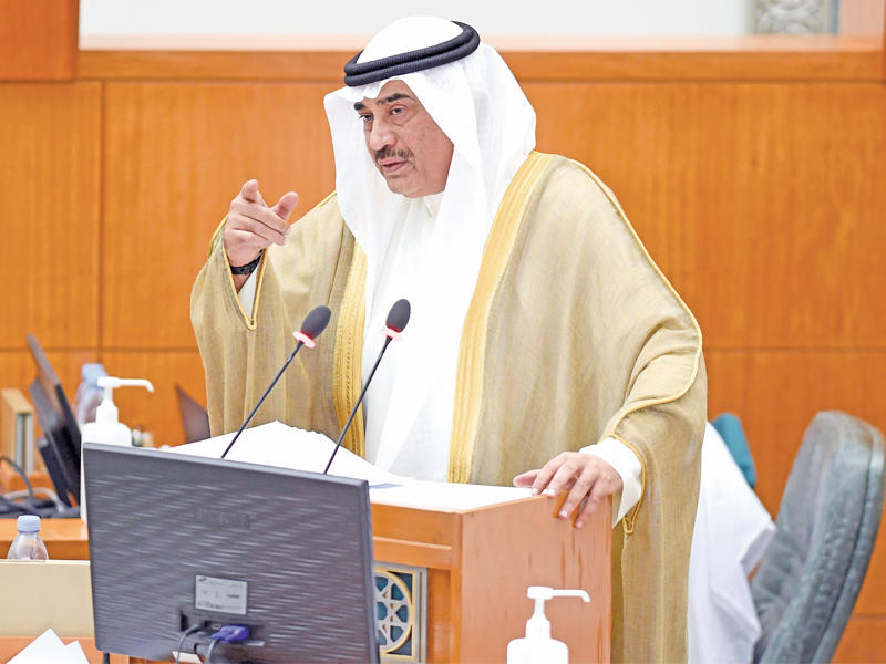 سمو الشيخ صباح خالد الحمد الصباح رئيس مجلس الوزراء خلال مرافعته في جلسة أمس