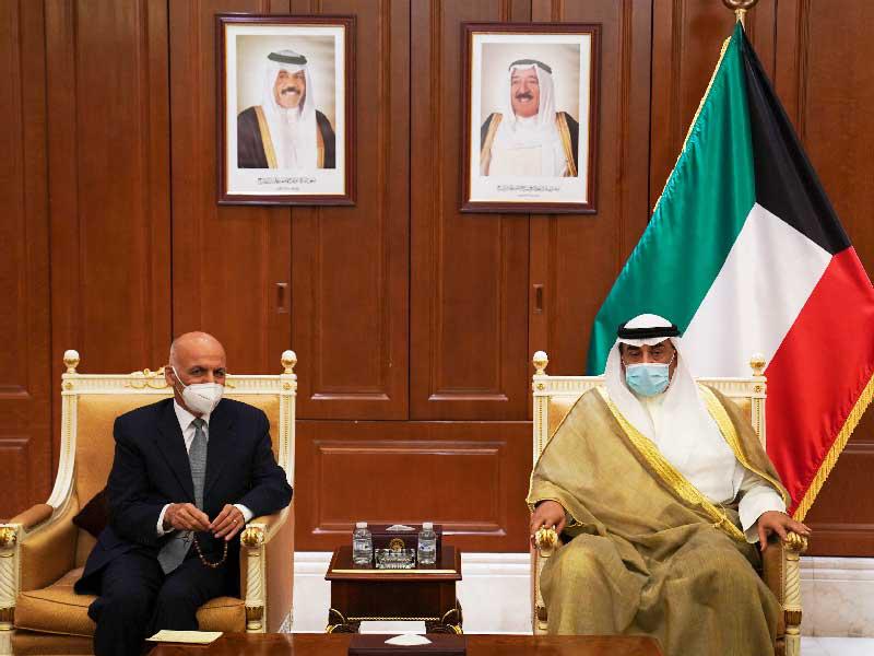 رئيس مجلس الوزراء سمو الشيخ صباح الخالد لدى استقباله رئيس أفغانستان أمس