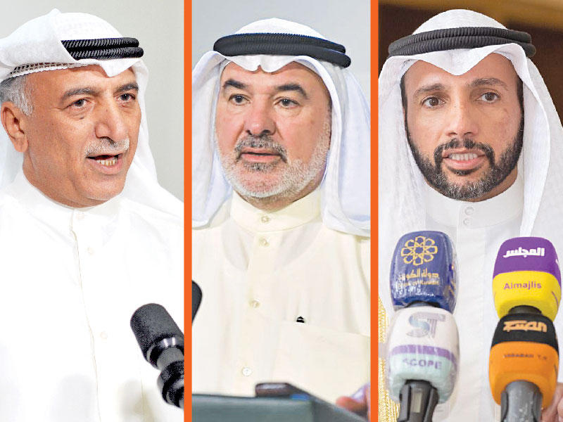 رئيس مجلس الأمة مرزوق الغانم والنائبان صالح عاشور وشعيب المويزري