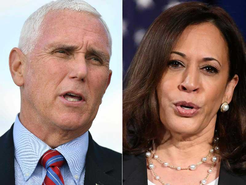 المرشحة الديمقراطية لمنصبه كامالا هاريس و نائب الرئيس مايك بنس