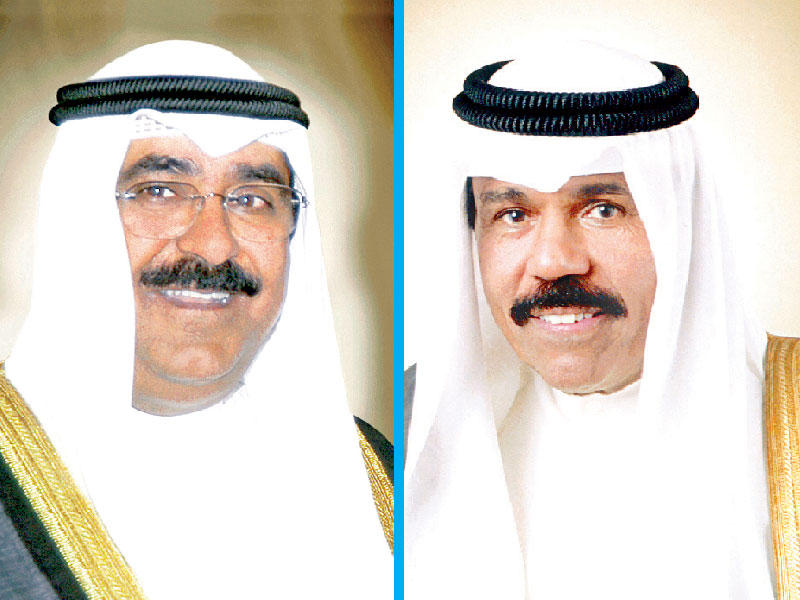 صاحب السمو أمير البلاد الشيخ نواف الأحمد و سمو ولي العهد الشيخ مشعل الأحمد