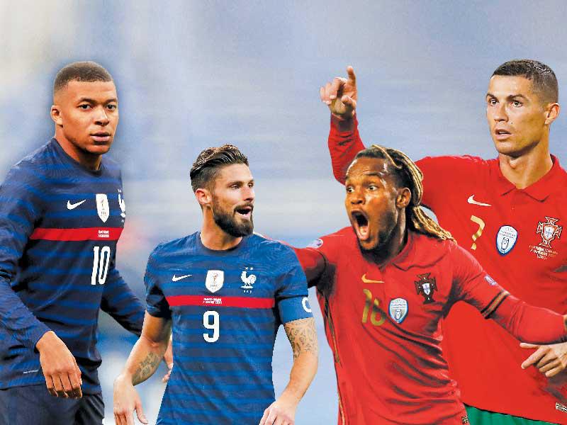 رونالدو وريناتو نجما البرتغال وجيرو ومبابي نجما فرنسا