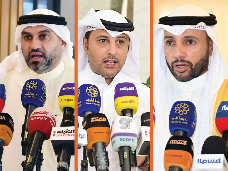 رئيس مجلس الامة مرزوق الغانم والنائبان أحمد الفضل وعبدالله الكندري