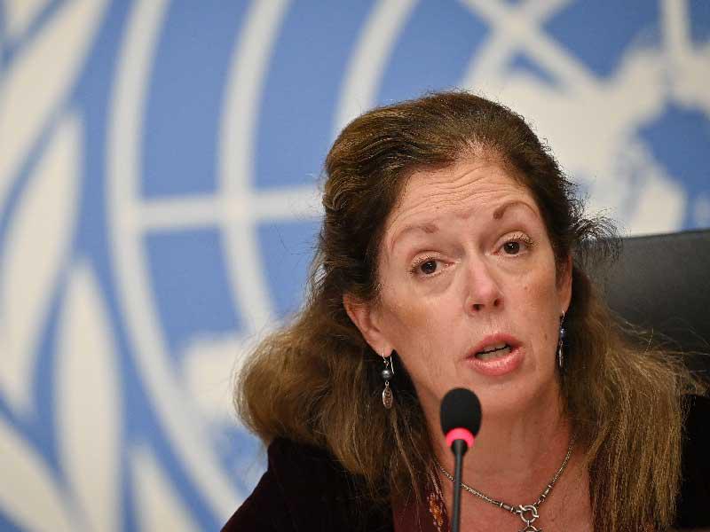 نائبة الممثل الخاص للأمين العام للأمم المتحدة للشؤون السياسية في ليبيا ستيفاني ويليامز في مؤتمر صحفي