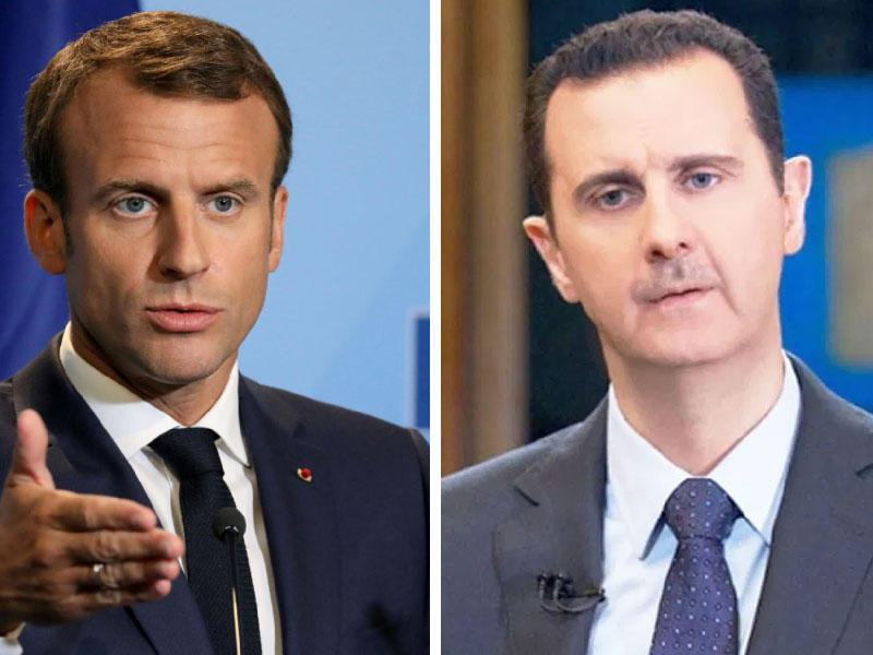 الرئيس السوري بشار الأسد - الرئيس إيمانويل ماكرون 